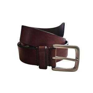 Fossil Leather Belt Men 36 Brown MB125220036 Silver Buckle Casual Rugged Clasdic